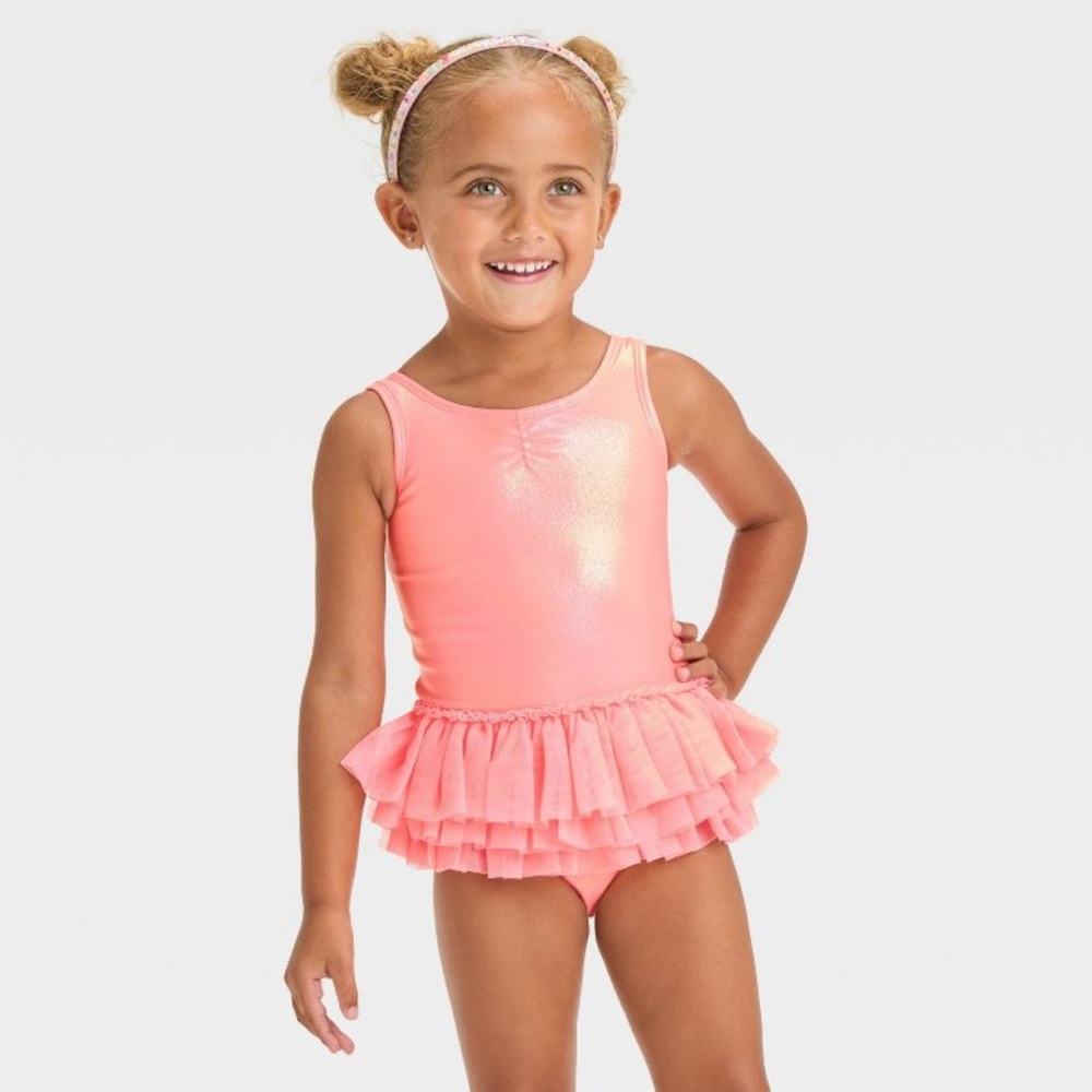 Pink Ruffled Girls' Leotard